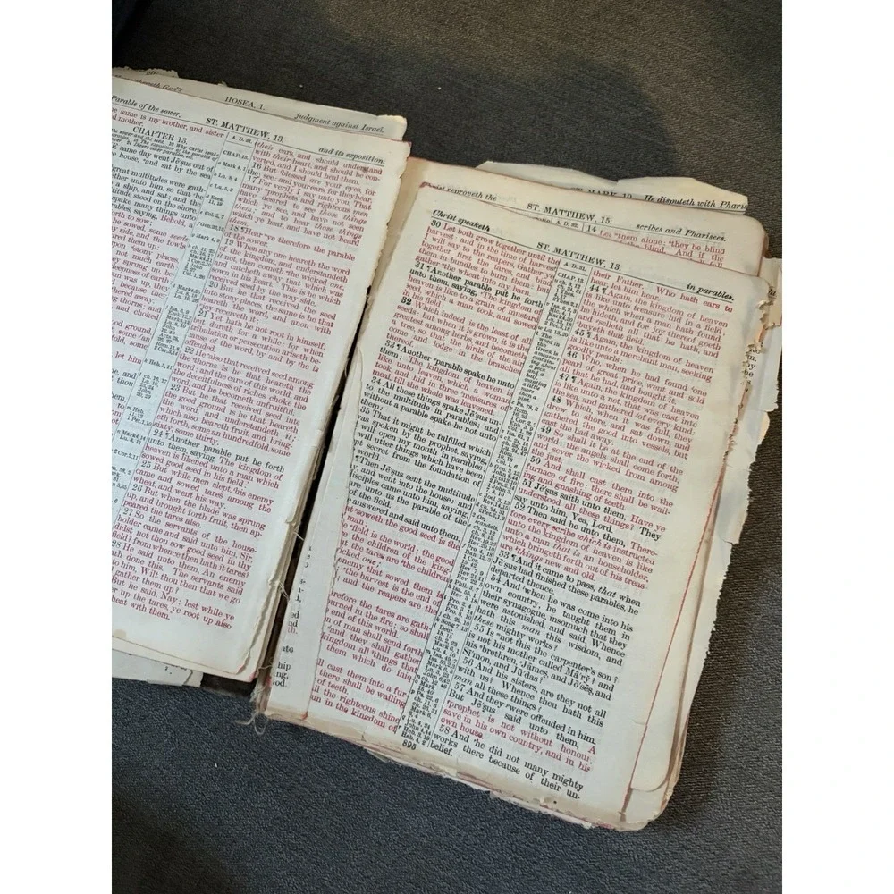 Antique Holy Bible Red Letter International Bible Press Epherma Junk Journal